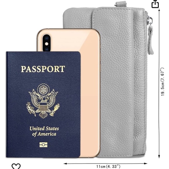 YALUXE Leather Wristlet Clutch Handbag Crossbody W/ RFID Blocking Light Gray - Picture 10 of 11